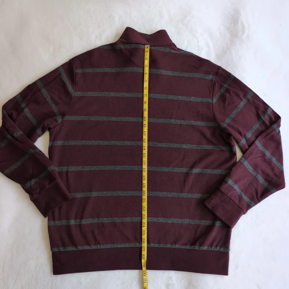 Polo Ralph Lauren Quarter Zip Pullover Mens XL Burgundy Striped Sweater Soft